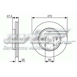 Диск гальмівний передній 0986479R26 BOSCH