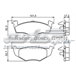 Колодки гальмівні передні, дискові 0986494005 BOSCH