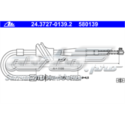 24.3727-0139.2 ATE cabo do freio de estacionamento traseiro direito