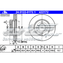 Диск гальмівний передній 24012201721 ATE