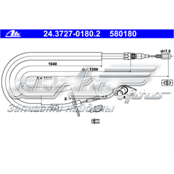24.3727-0180.2 ATE cabo do freio de estacionamento traseiro direito