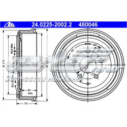 Тормозной барабан 480046 ATE
