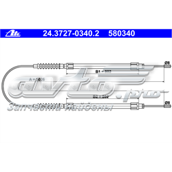 24.3727-0340.2 ATE cabo traseiro direito/esquerdo do freio de estacionamento