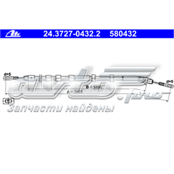 24.3727-0432.2 ATE cabo do freio de estacionamento traseiro esquerdo