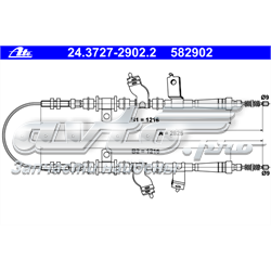 24372729022 ATE cabo traseiro direito/esquerdo do freio de estacionamento