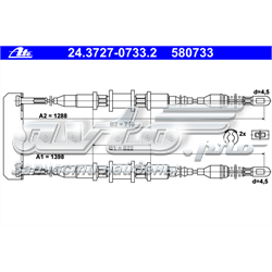 24372707332 ATE cabo do freio de estacionamento traseiro direito