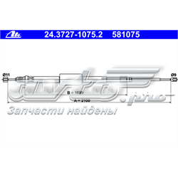 24.3727-1075.2 ATE cabo traseiro direito/esquerdo do freio de estacionamento