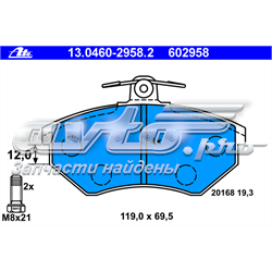 602958 ATE sapatas do freio dianteiras de disco