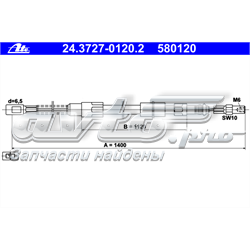 24.3727-0120.2 ATE cabo traseiro direito/esquerdo do freio de estacionamento