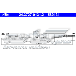 24.3727-0131.2 ATE cabo traseiro direito/esquerdo do freio de estacionamento