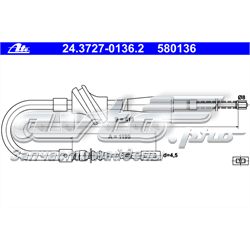 24.3727-0136.2 ATE cabo do freio de estacionamento traseiro esquerdo