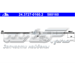 24372701602 ATE cabo traseiro direito/esquerdo do freio de estacionamento