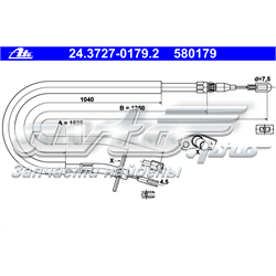 24372701792 ATE cabo do freio de estacionamento traseiro esquerdo