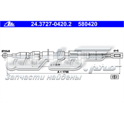 24.3727-0420.2 ATE cabo traseiro direito/esquerdo do freio de estacionamento