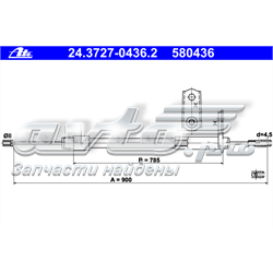 24.3727-0436.2 ATE cabo do freio de estacionamento traseiro direito