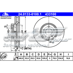 Передний тормозной диск ATE 24013301001