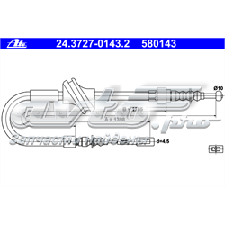 24.3727-0143.2 ATE cabo do freio de estacionamento traseiro esquerdo