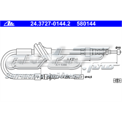 24.3727-0144.2 ATE cabo do freio de estacionamento traseiro direito