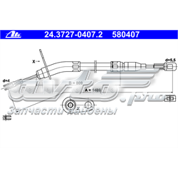 24.3727-0407.2 ATE cabo do freio de estacionamento traseiro direito