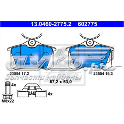 13.0460-2775.2 ATE sapatas do freio traseiras de disco