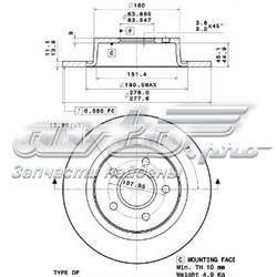 08A29710 Brembo disco do freio traseiro