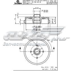 14325610 Brembo tambor do freio traseiro