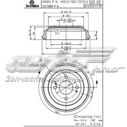 14506910 Brembo tambor do freio traseiro