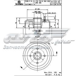 Задний барабан Brembo 14572210