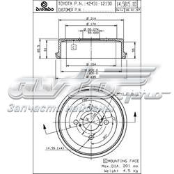 Tambor do freio traseiro 14581510 Brembo