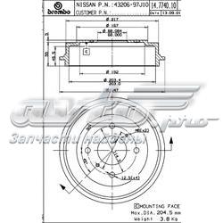 Tambor do freio traseiro 14774010 Brembo