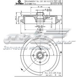 14.5927.10 Brembo tambor do freio traseiro