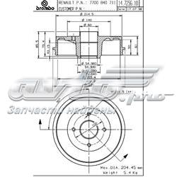 14725610 Brembo tambor do freio traseiro