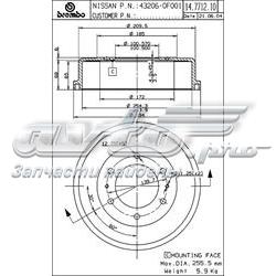 14771210 Brembo tambor do freio traseiro