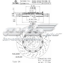 40206KB50A Nissan disco do freio dianteiro