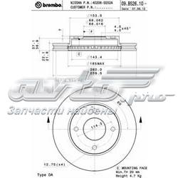 Disco do freio dianteiro 09B52610 Brembo