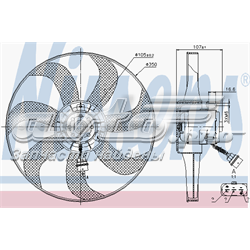 85725 Nissens ventilador elétrico de esfriamento montado (motor + roda de aletas)