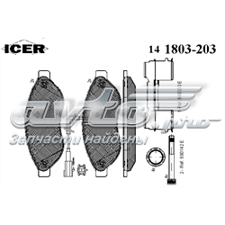 141803-203 Icer sapatas do freio dianteiras de disco