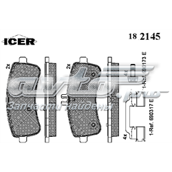 182145 Icer sapatas do freio traseiras de disco
