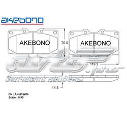 AN615WK Akebono sapatas do freio dianteiras de disco