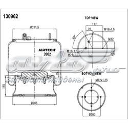 3902K Airtech coxim pneumático (suspensão de lâminas pneumática do eixo traseiro)