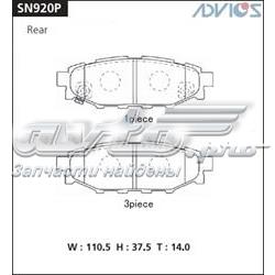 SN920P Advics sapatas do freio traseiras de disco