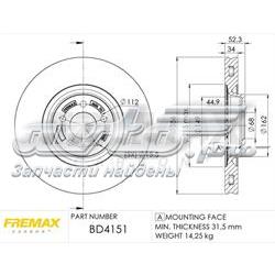 BD4151 Fremax disco do freio dianteiro