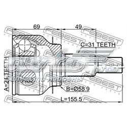 Junta homocinética externa dianteira Mazda 6 GJ, GL