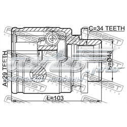 Шарнир угловых скоростей передний левый Febest 0411H77WLH цена, от 48.34 USD