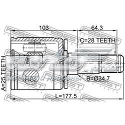 Шарнир угловых скоростей передний левый Febest 0411PD4WLH цена, от 46.73 USD