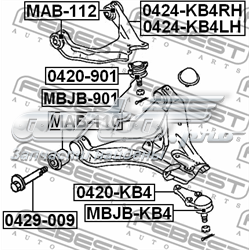 Купить 0429009 Febest Болт нижнего рычага