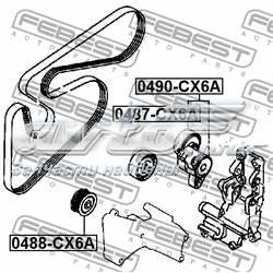 0490CX6A Febest Натяжитель клинового ремня