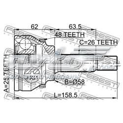 0110AZT250A48 Febest junta homocinética externa dianteira