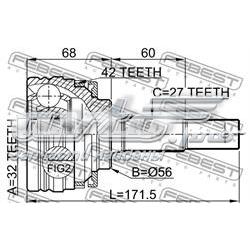 0210P10A42 Febest junta homocinética externa dianteira