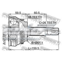 Шарнир привода внутренний Febest 0110ASV50A48 цена, от 69.68 USD